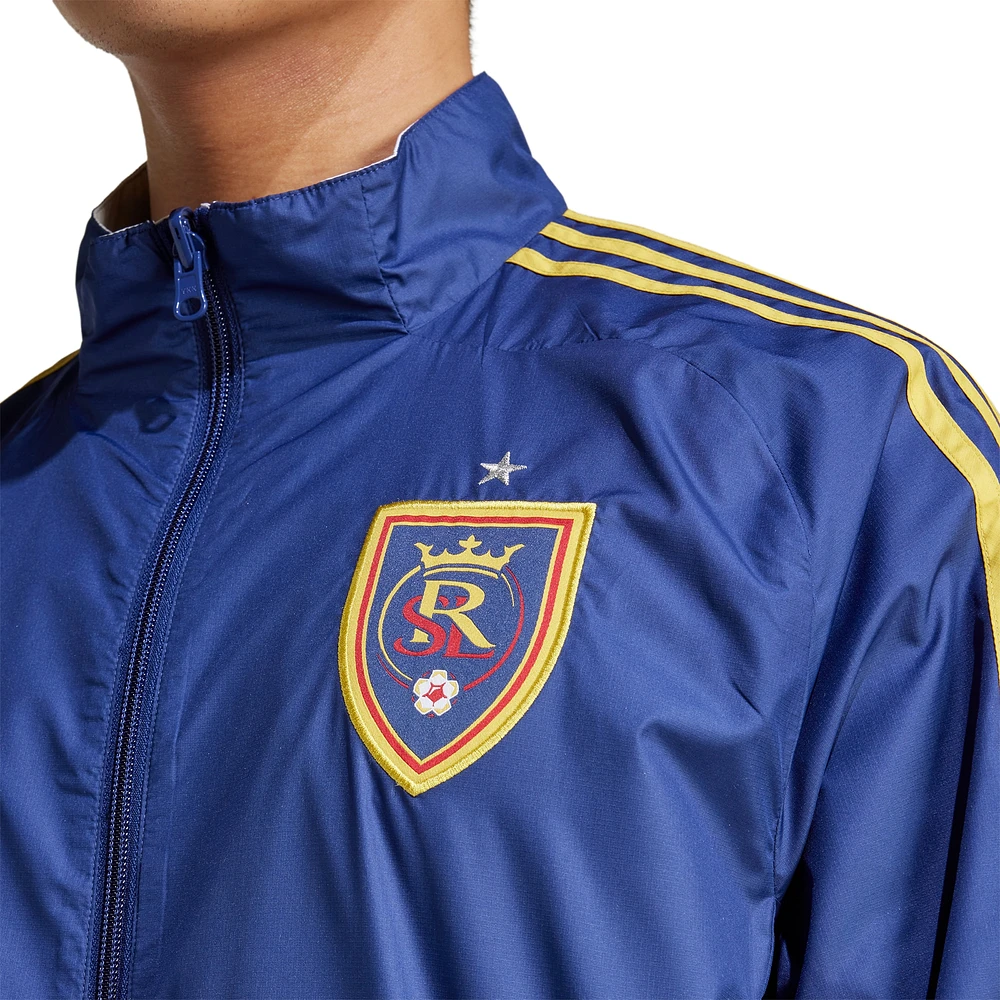 Men's adidas Blue/White Real Salt Lake 2025 Anthem Reversible Full-Zip Jacket