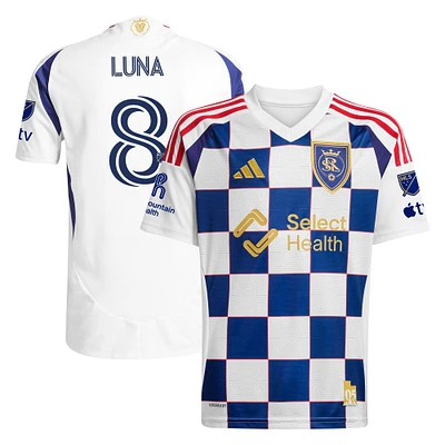 Maillot de joueur authentique adidas Diego Luna Real Salt Lake 2025 Grid City pour homme Blanc
