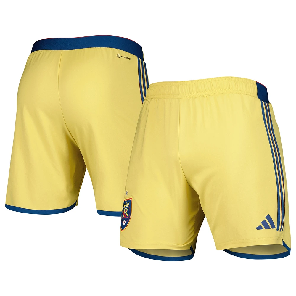 Short adidas Gold Real Salt Lake 2023 extérieur AEROREADY Authentic pour homme