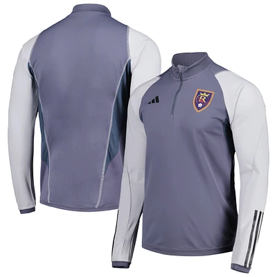 Men's adidas Gray Real Salt Lake 2024 On-Field AEROREADY Quarter-Zip Training Top