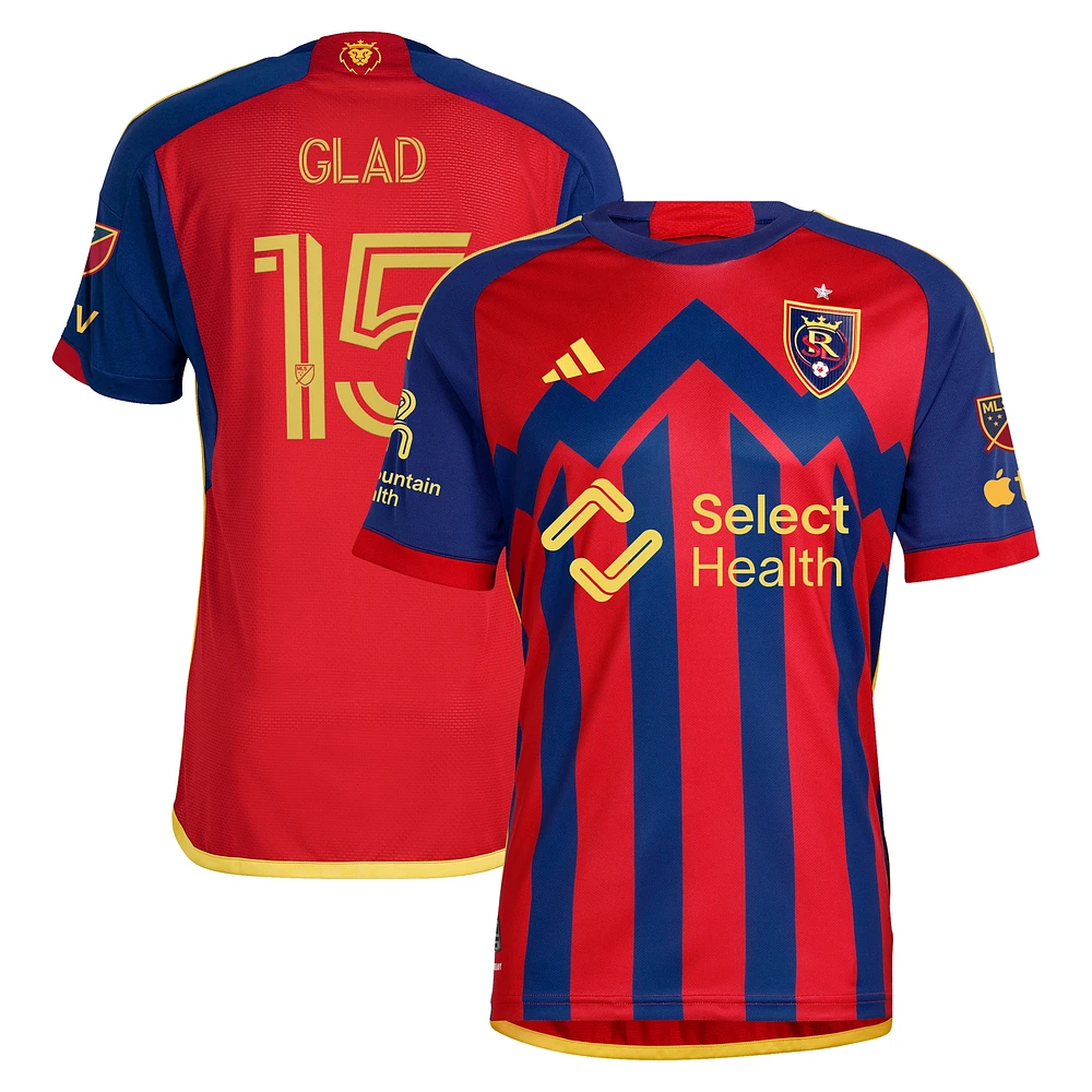 Maillot de joueur authentique Justen Glad pour hommes, rouge, Real Salt Lake 2024 Peak Utah