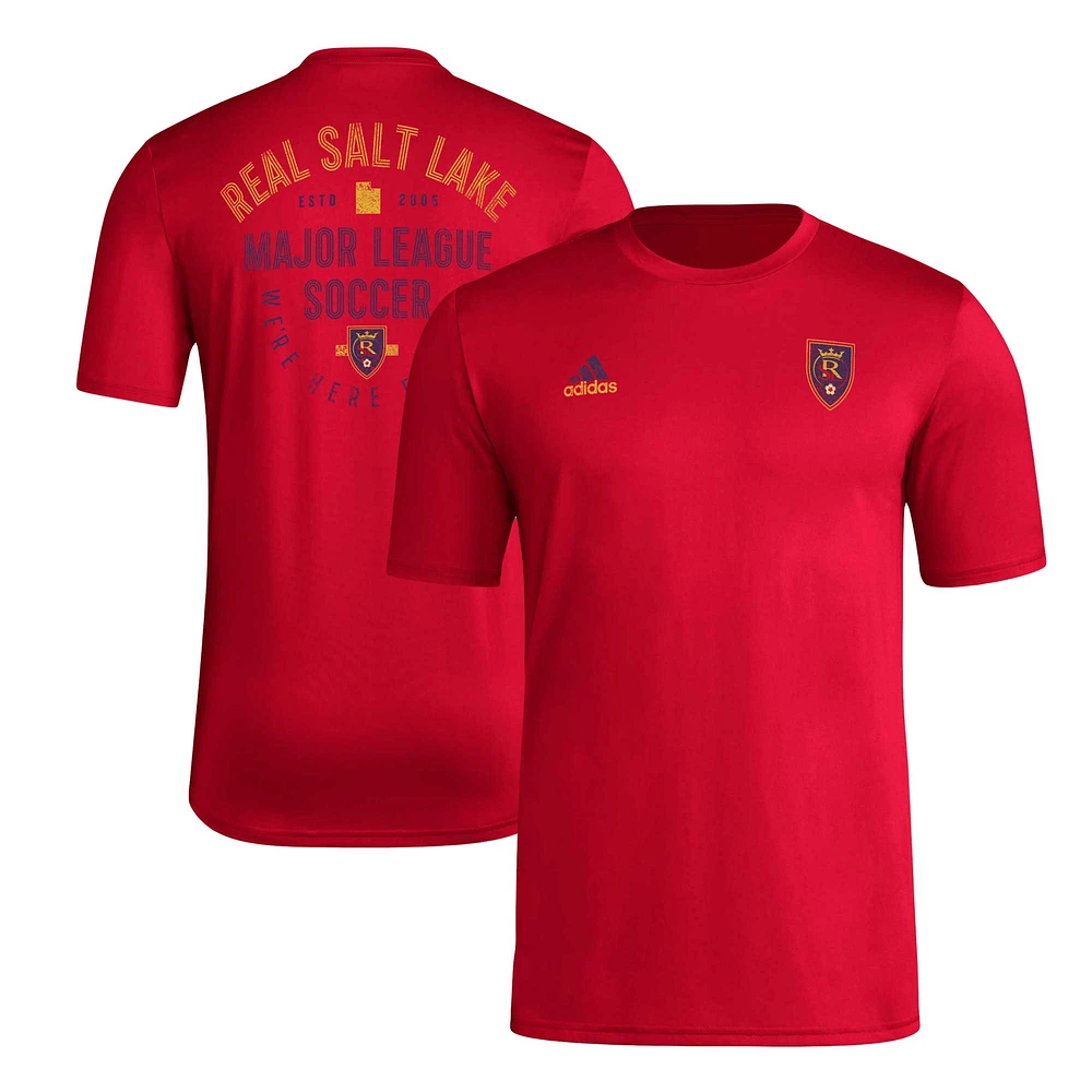 T-shirt adidas Real Salt Lake AEROREADY Local Stoic pour hommes, rouge