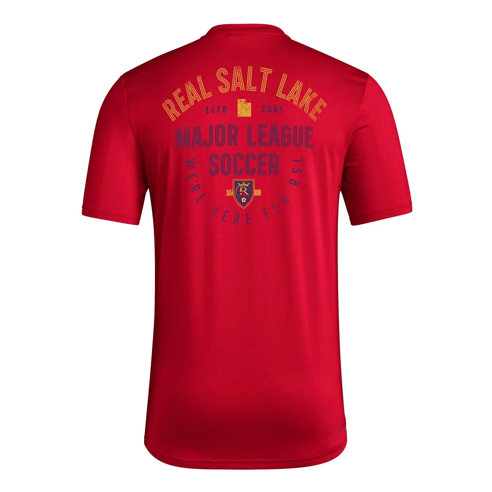 T-shirt adidas Real Salt Lake AEROREADY Local Stoic pour hommes, rouge