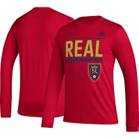 T-shirt AEROREADY à manches longues adidas Real Salt Lake Club DNA pour homme rouge