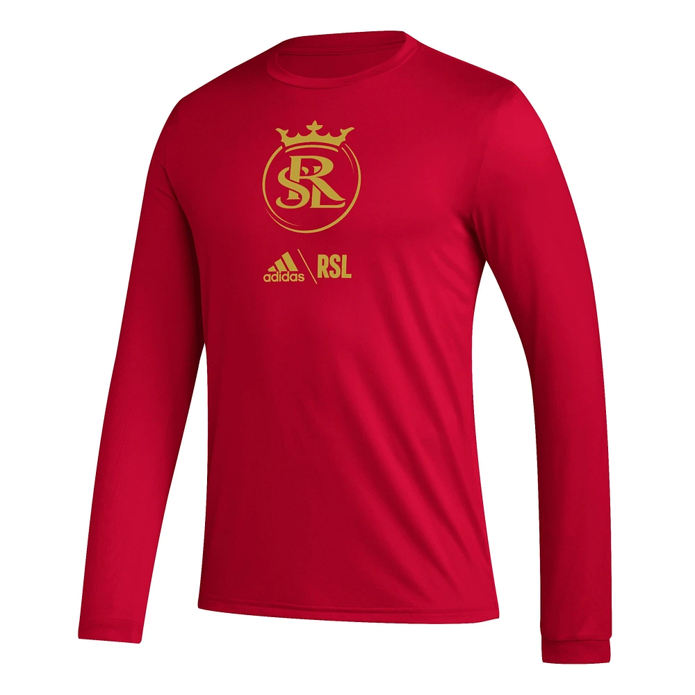 Men's adidas Red Real Salt Lake Icon AEROREADY Long Sleeve T-Shirt