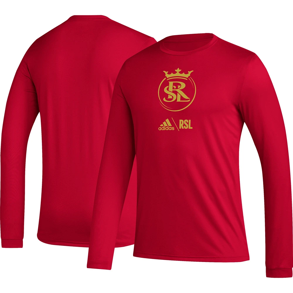 Men's adidas Red Real Salt Lake Icon AEROREADY Long Sleeve T-Shirt