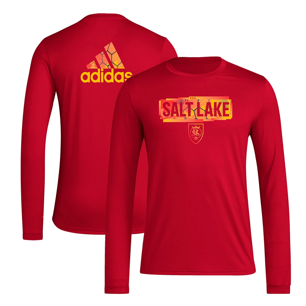 Men's adidas Red Real Salt Lake Local Pop AEROREADY Long Sleeve T-Shirt