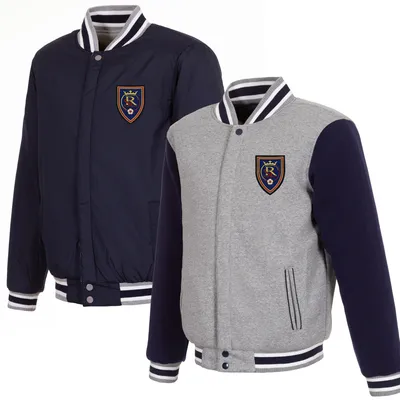 Real Salt Lake JH Design Fleece Full-Snap Reversible Jacket - Gray/Navy