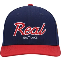 Men's Mitchell & Ness Navy Real Salt Lake Team Script 2.0 Stretch Snapback Hat