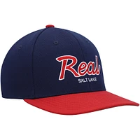 Casquette Snapback extensible Real Salt Lake Team Script 2.0 Mitchell & Ness pour homme, bleu marine