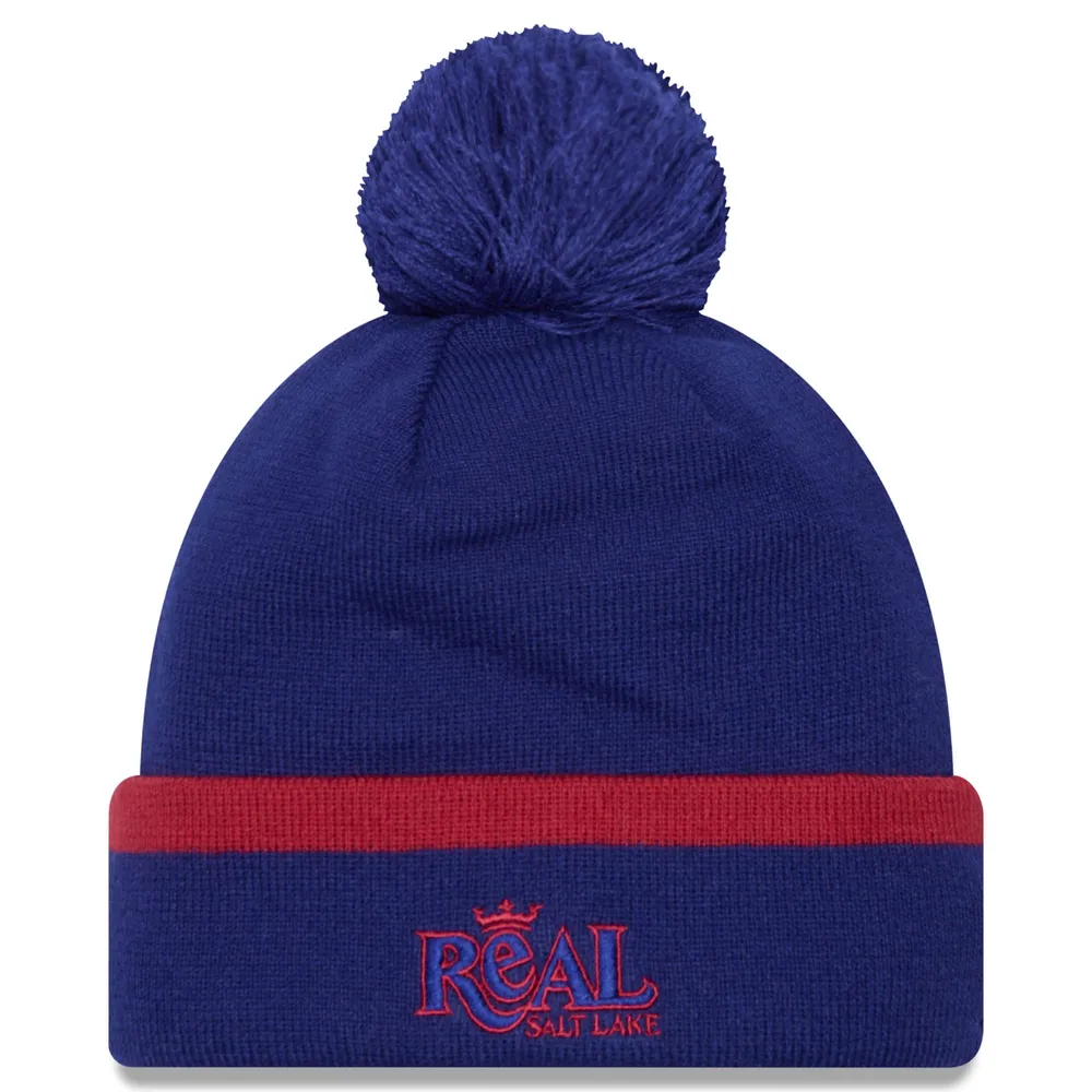 Men's New Era Blue Real Salt Lake Wordmark Kick Off Cuffed Knit Hat with Pom