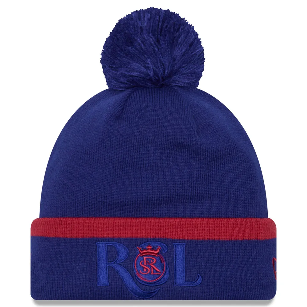 Bonnet en tricot bleu à revers Real Salt Lake avec pompon New Era pour homme