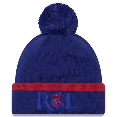 Bonnet en tricot bleu à revers Real Salt Lake avec pompon New Era pour homme