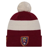 Bonnet en tricot à revers avec pompon New Era pour homme, rouge, Real Salt Lake 2024 Kick Off Collection