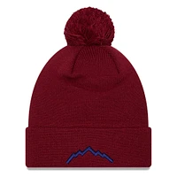 Bonnet en tricot à revers en jersey Real Salt Lake New Era rouge pour hommes avec pompon