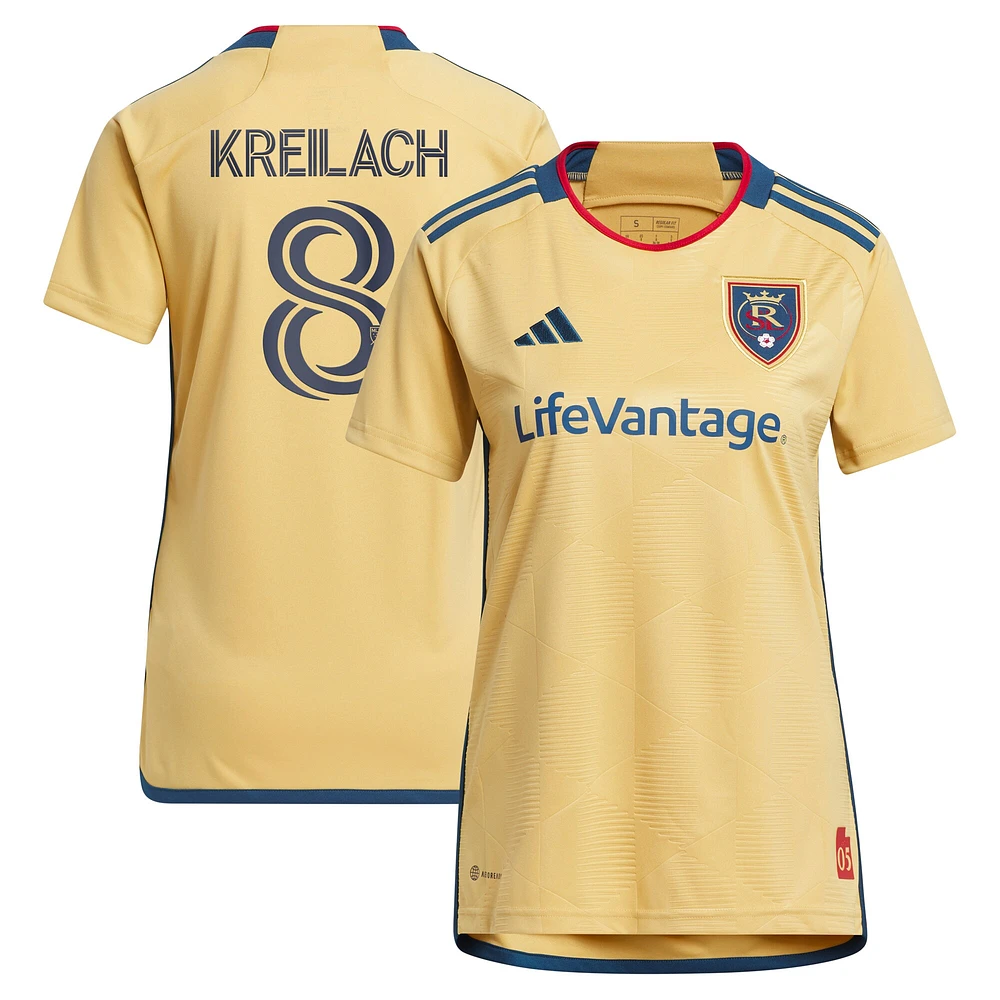 Women's adidas Damir Kreilach Gold Real Salt Lake 2023 The Beehive State Kit Replica Player Jersey