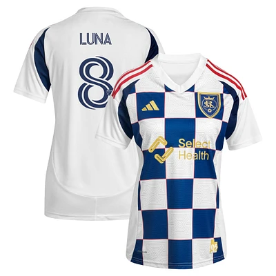 Maillot de joueur réplique adidas Diego Luna blanc Real Salt Lake 2025 Grid City pour femme