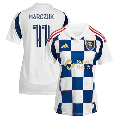 Women's adidas Dominik Marczuk White Real Salt Lake 2025 Grid City Replica Player Jersey