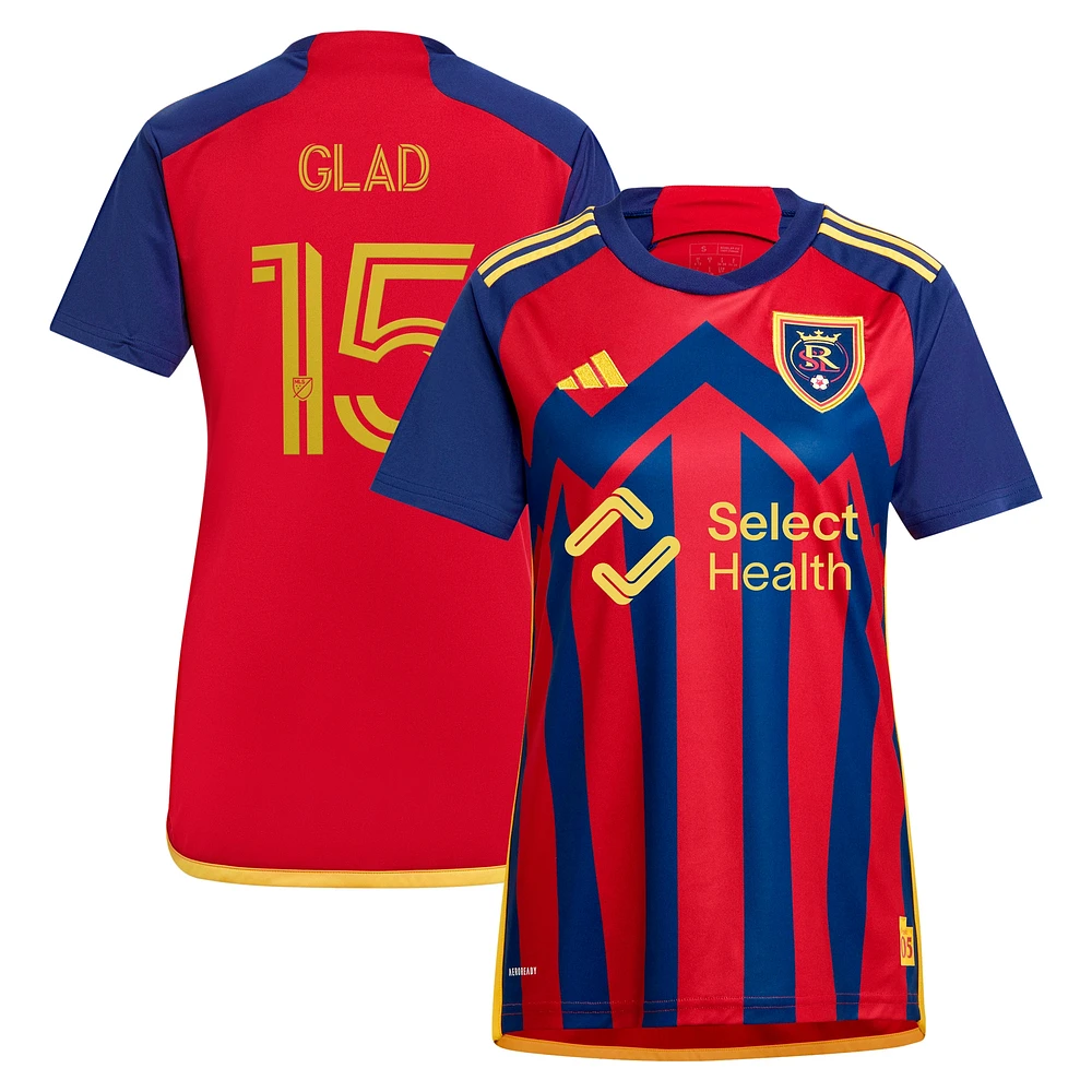 Maillot de joueur réplique adidas Justen Glad Real Salt Lake 2024 Peak Utah pour femme, rouge