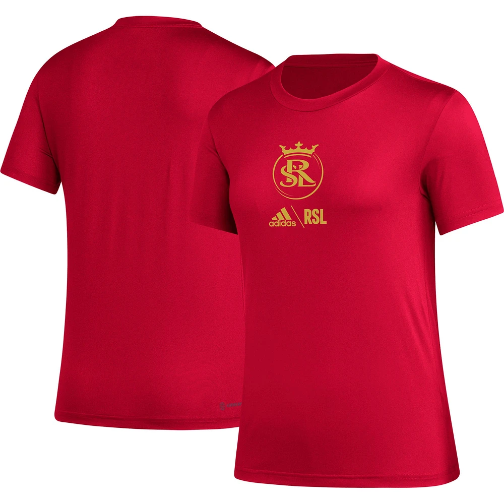 T-shirt rouge adidas Real Salt Lake AEROREADY Club Icon pour femme