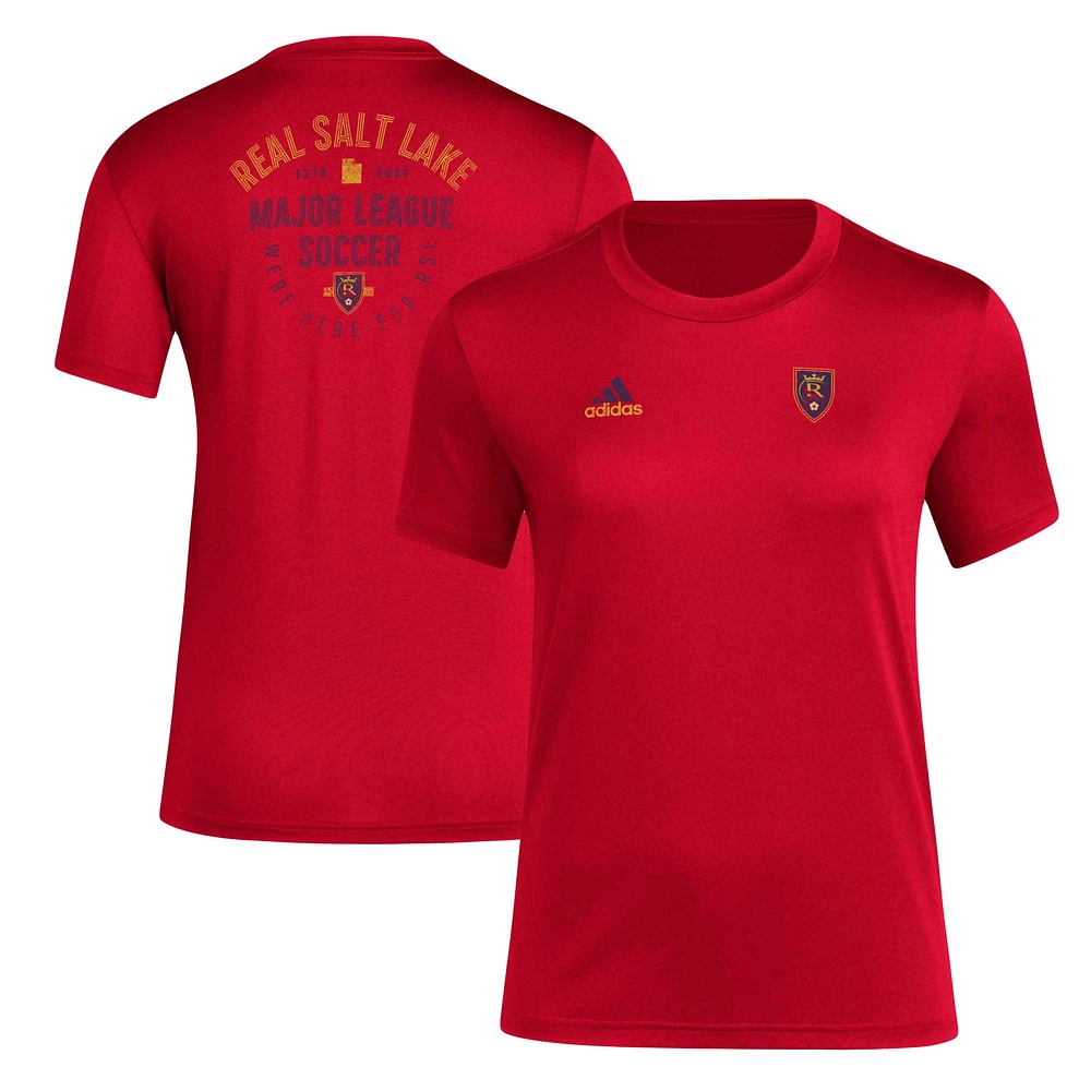 T-shirt adidas Real Salt Lake Local Stoic pour femme, rouge