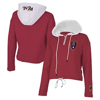 Women's Stadium Essentials Red Real Salt Lake Game Plan Quarter-Zip Hoodie