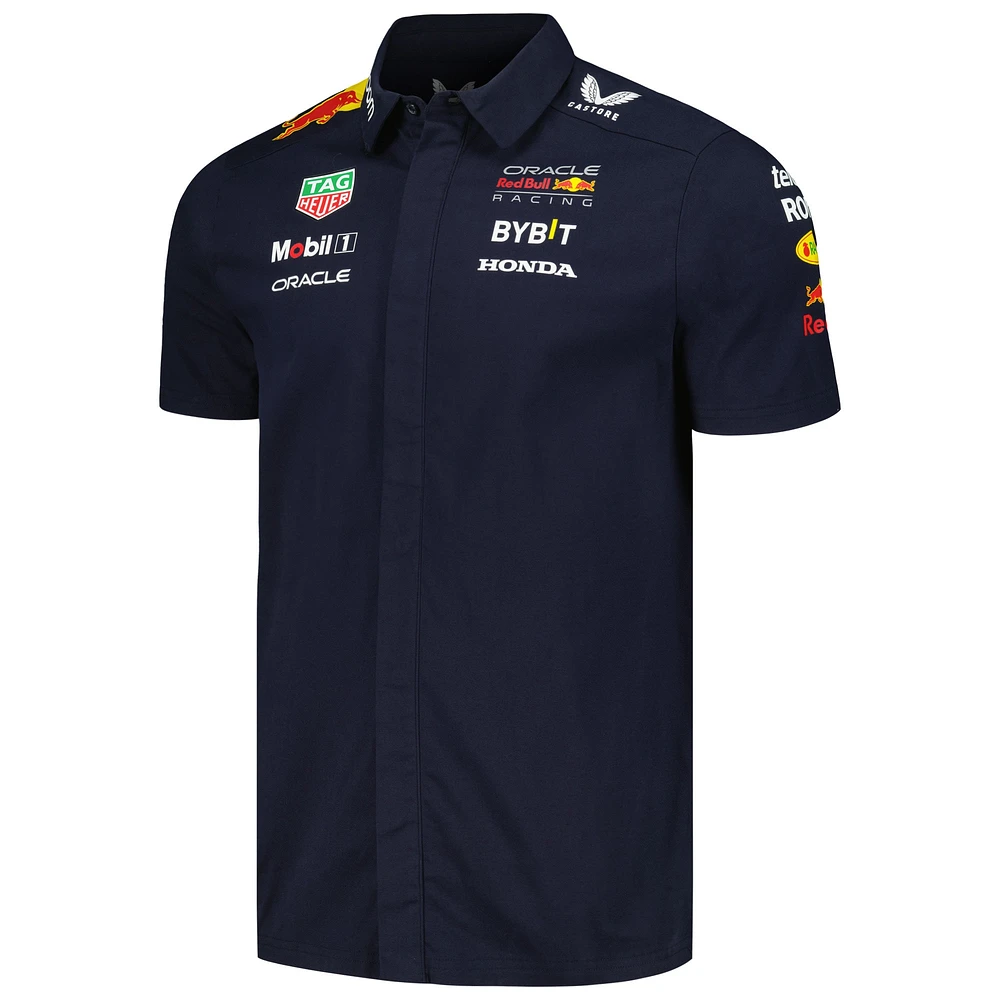 Men's Castore Navy Red Bull Racing 2024 Team Button-Down Shirt