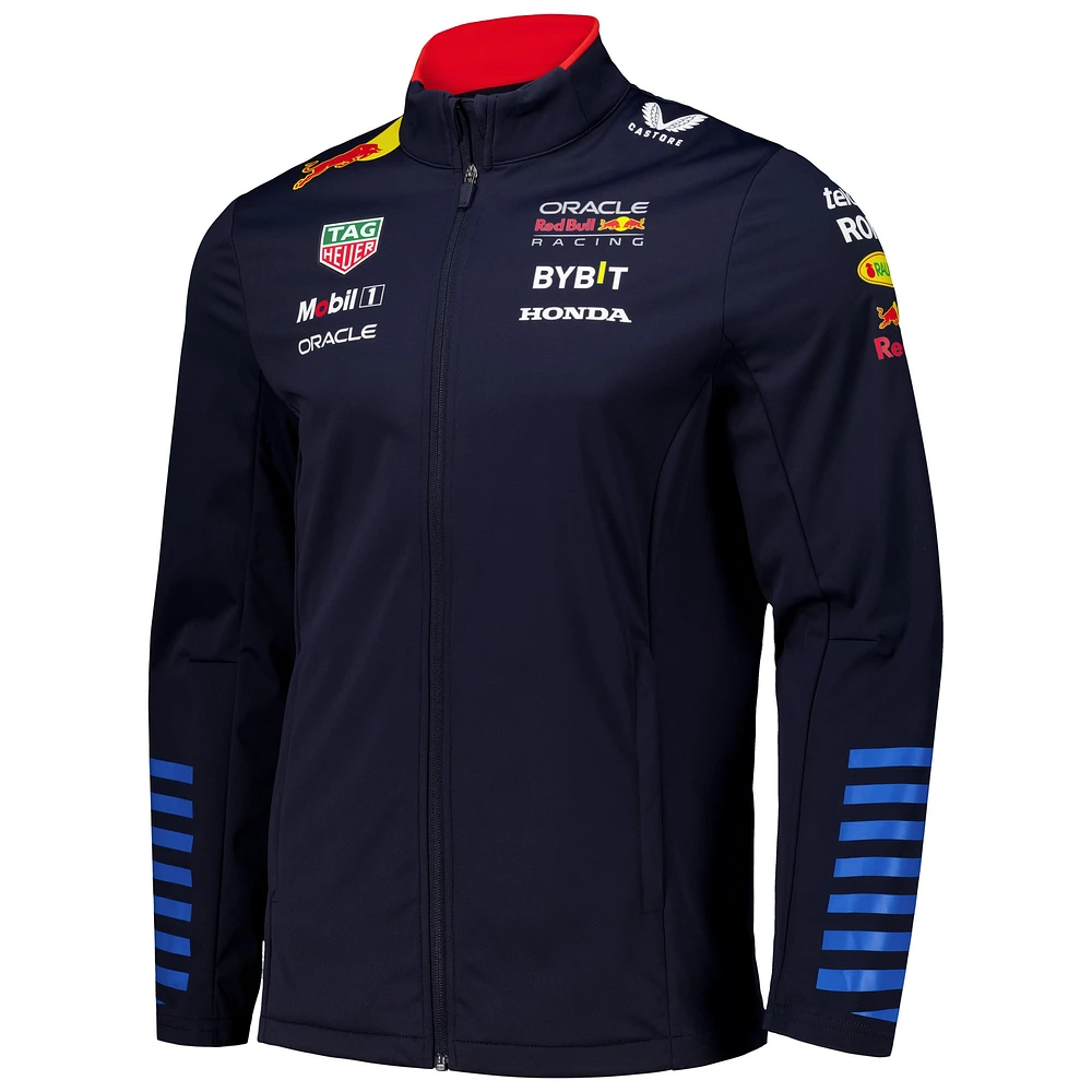 Men's Castore Navy Red Bull Racing 2024 Team Softshell Full-Zip Jacket