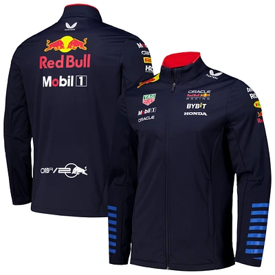 Men's Castore Navy Red Bull Racing 2024 Team Softshell Full-Zip Jacket