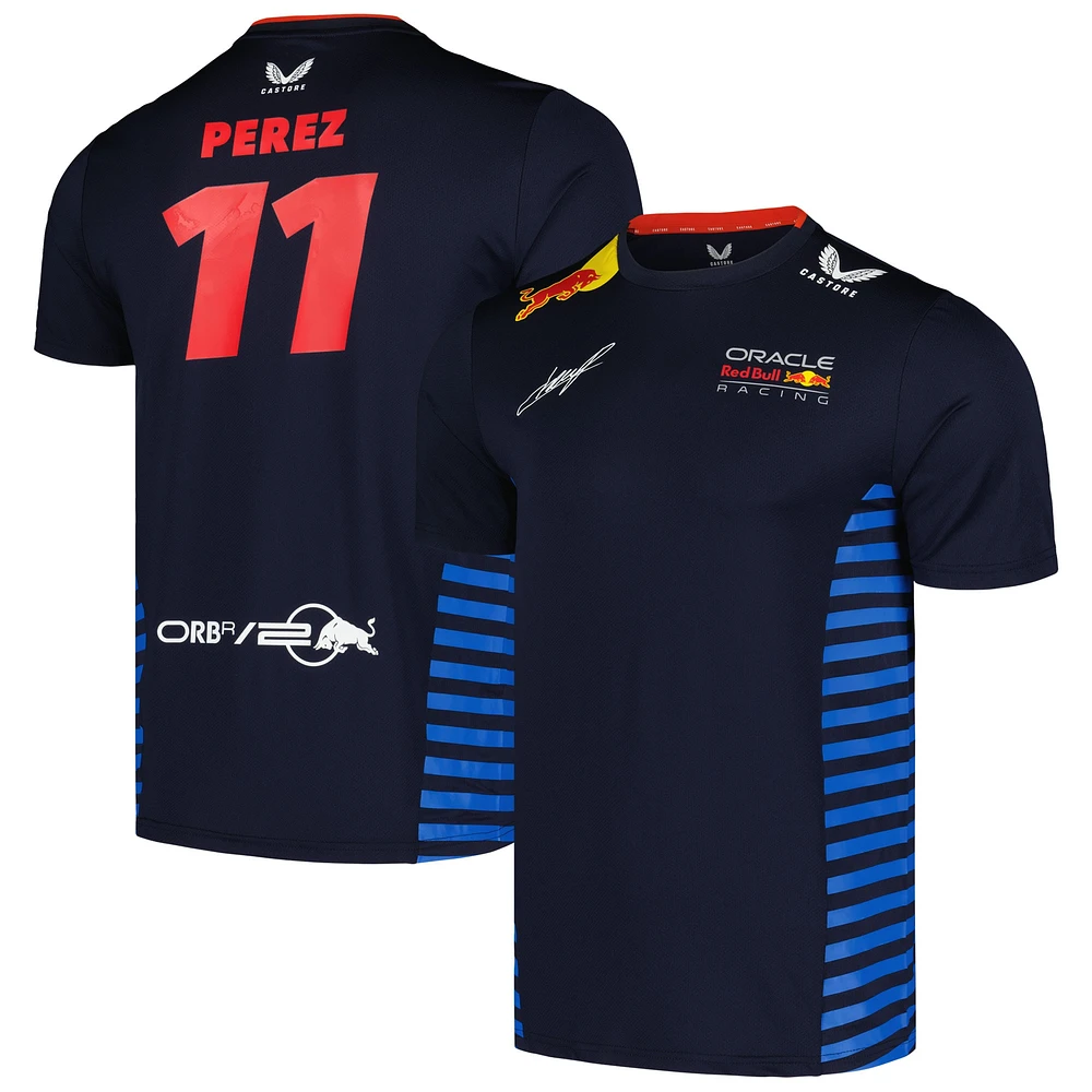 T-shirt pilote Castore Sergio Pérez pour homme, bleu marine, Red Bull Racing 2024