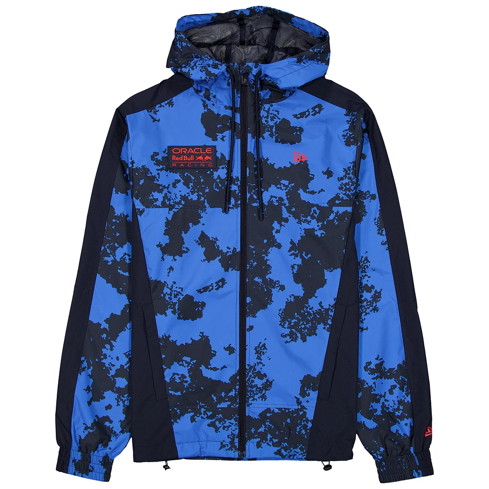 Men's New Era  Blue Red Bull Racing Lightweight Full-Zip Hooded Windbreaker