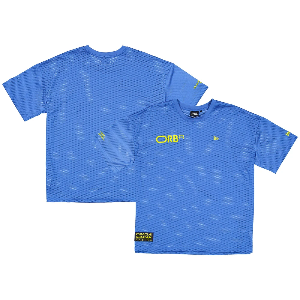 Men's New Era  Blue Red Bull Racing Oversized Graphic Mesh T-Shirt
