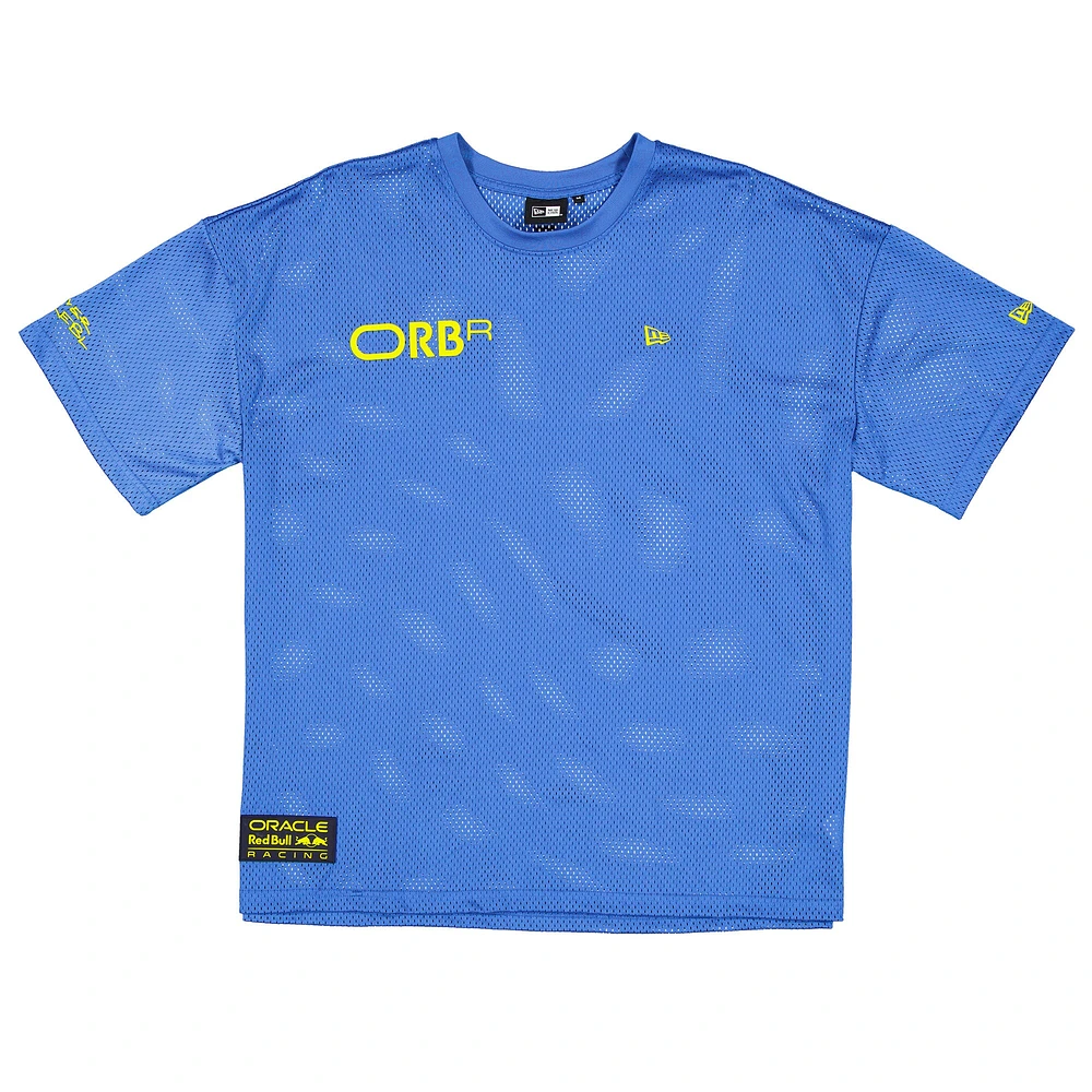 Men's New Era  Blue Red Bull Racing Oversized Graphic Mesh T-Shirt