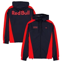 Men's New Era  Navy Red Bull Racing Lightweight Full-Zip Hooded Windbreaker