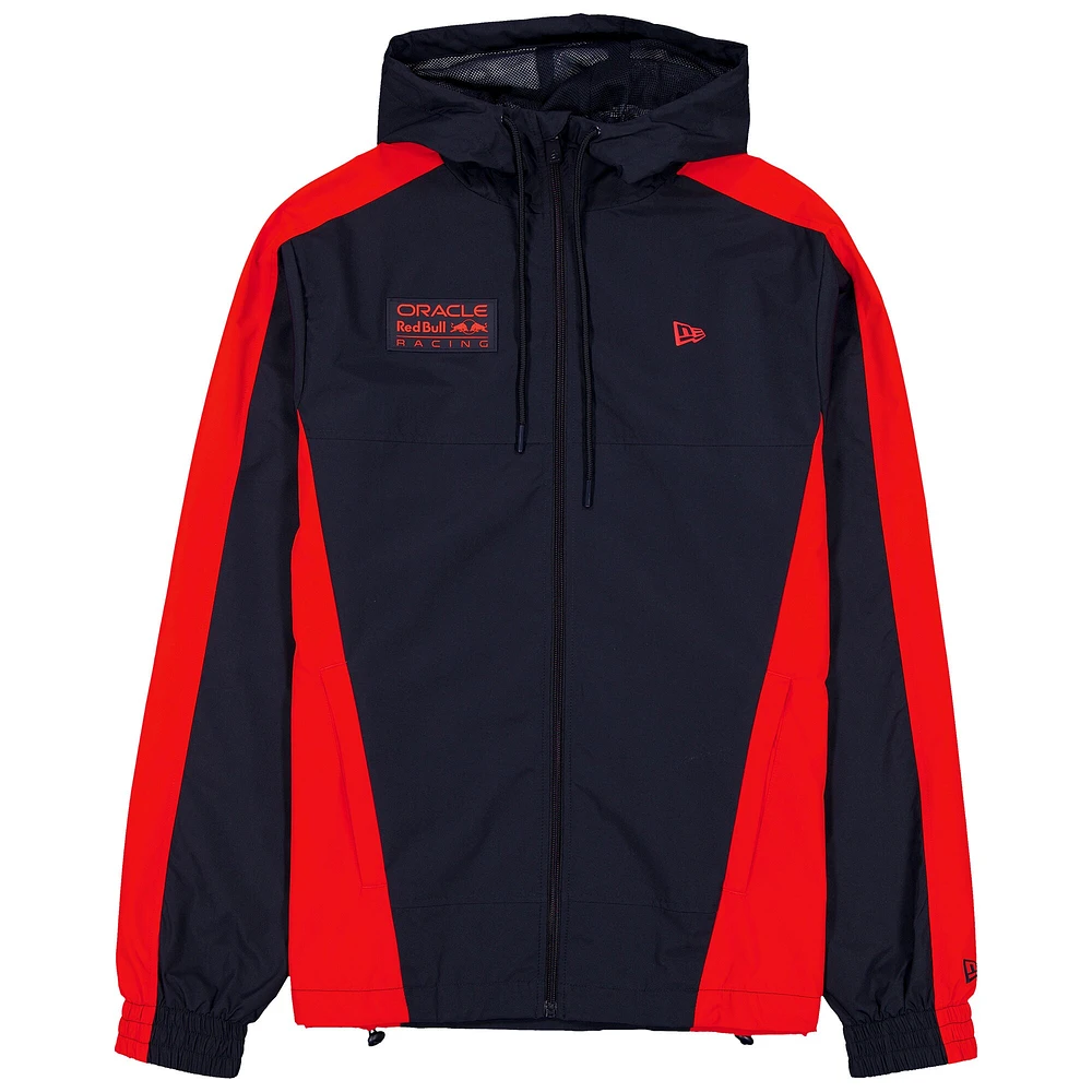 Men's New Era  Navy Red Bull Racing Lightweight Full-Zip Hooded Windbreaker