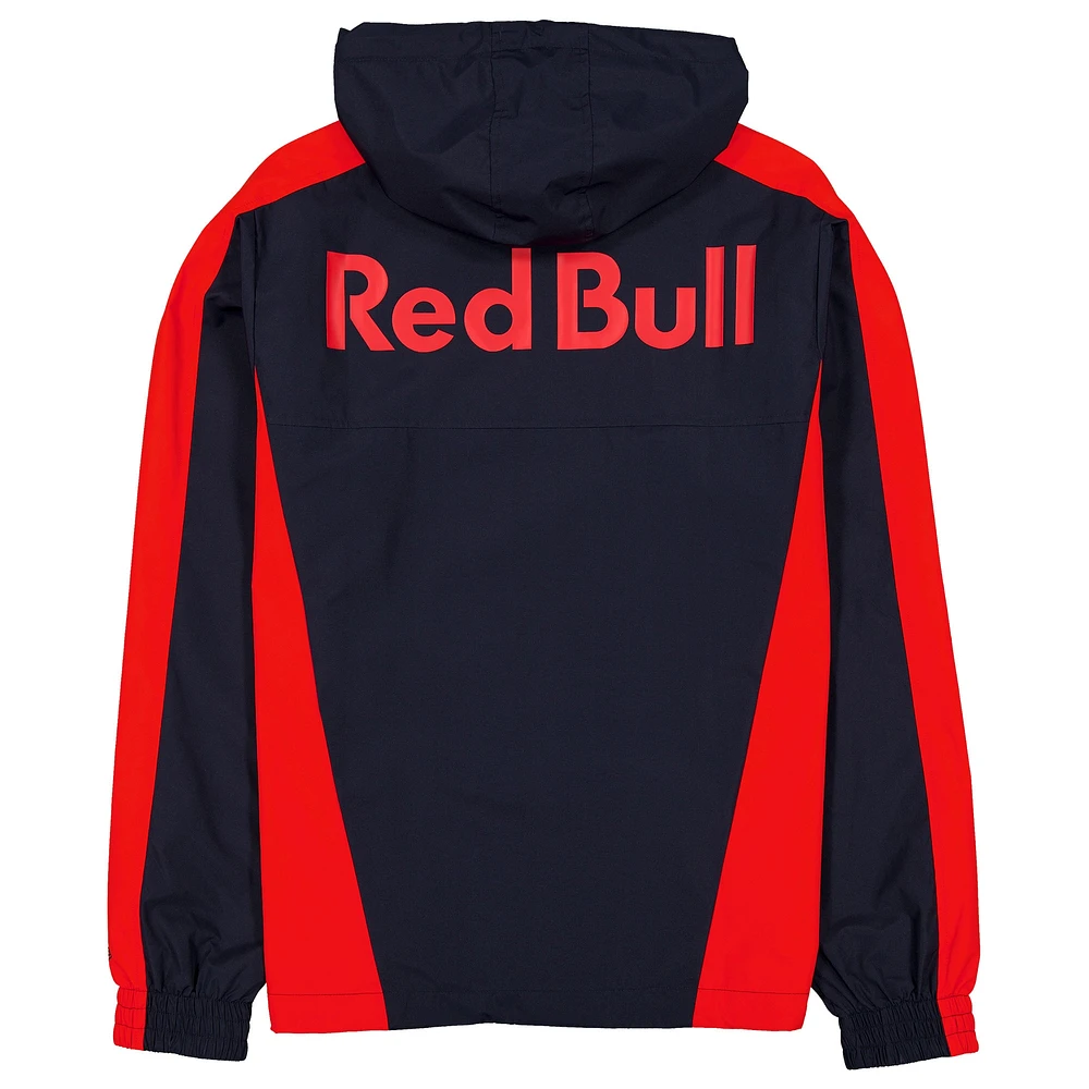 Men's New Era  Navy Red Bull Racing Lightweight Full-Zip Hooded Windbreaker