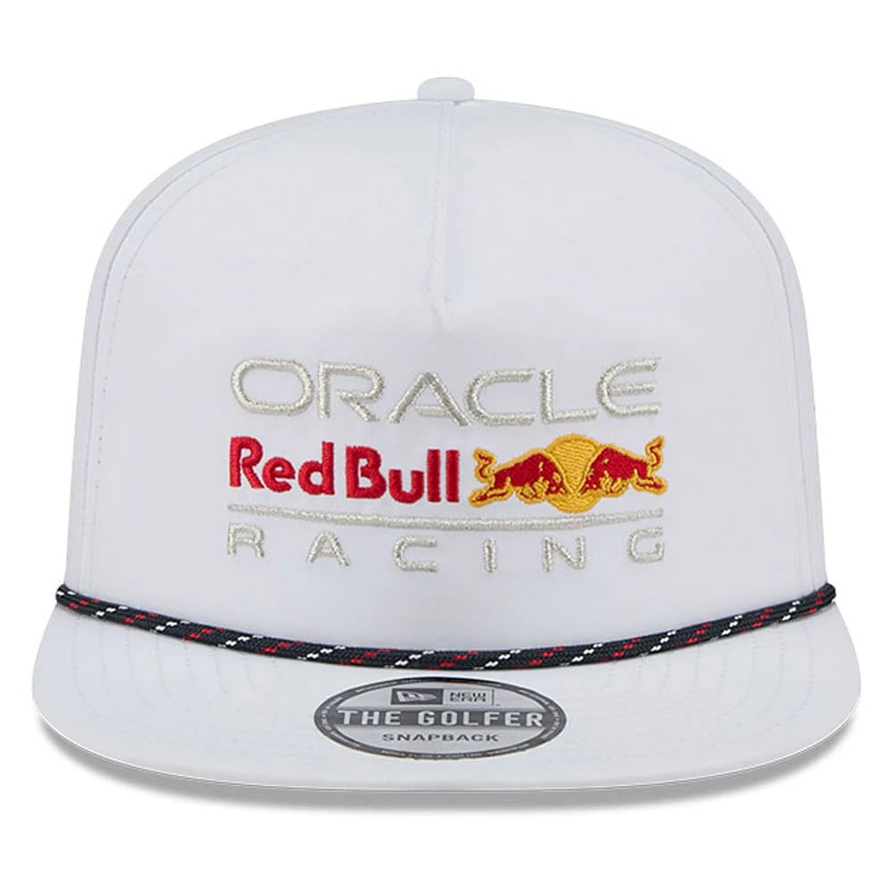 Men's New Era White Red Bull Racing Leisure Featherweight Perforated Rope Golfer Snapback Hat