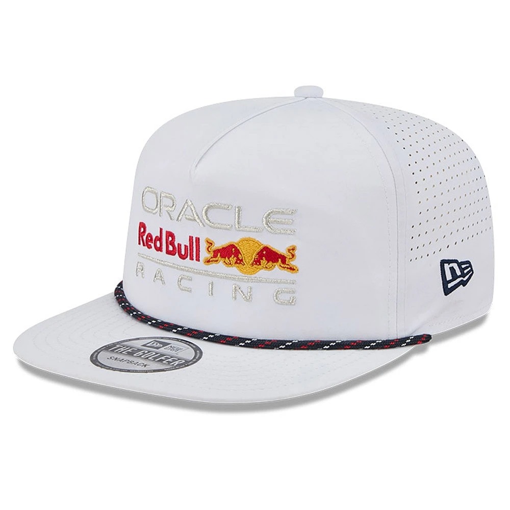 Men's New Era White Red Bull Racing Leisure Featherweight Perforated Rope Golfer Snapback Hat