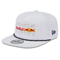 Men's New Era White Red Bull Racing Leisure Featherweight Perforated Rope Golfer Snapback Hat