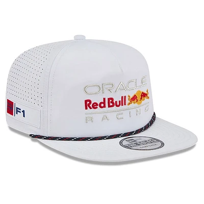 Men's New Era White Red Bull Racing Leisure Featherweight Perforated Rope Golfer Snapback Hat