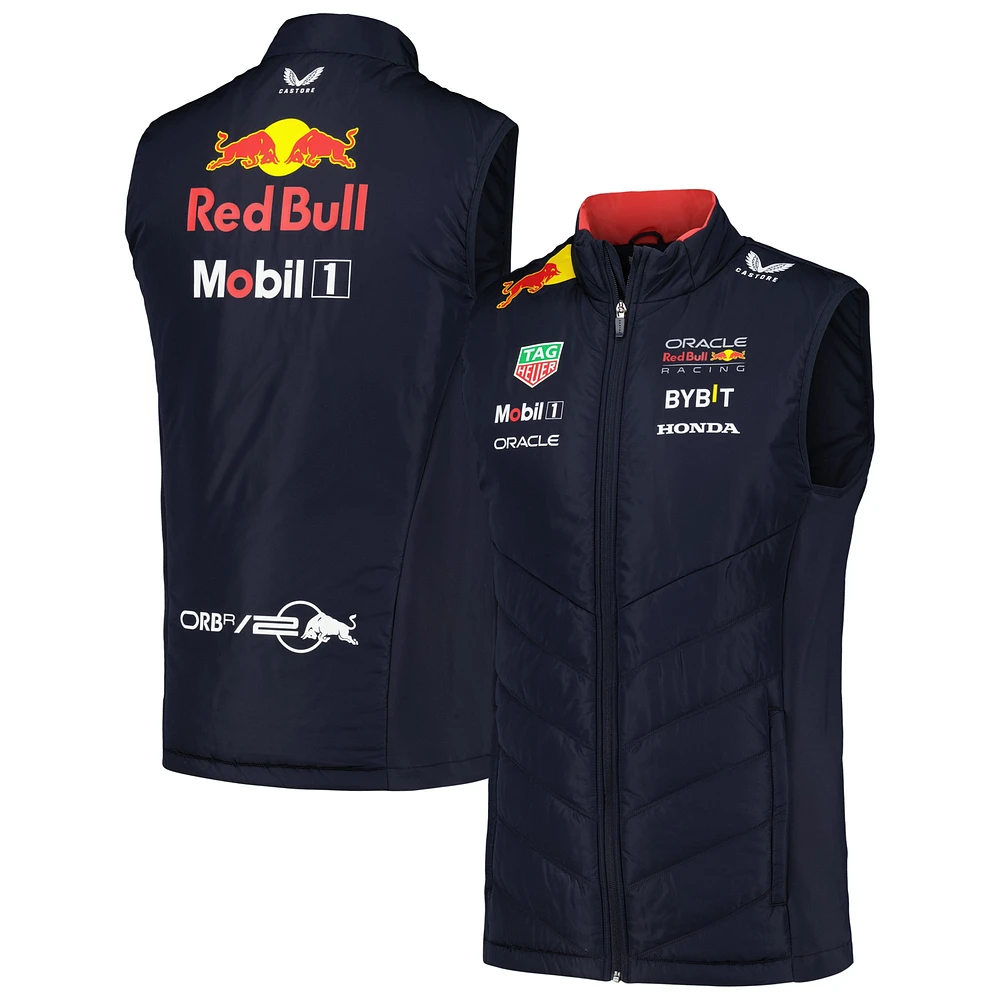 Gilet unisexe Castore bleu marine Red Bull Racing 2024 Team entièrement zippé