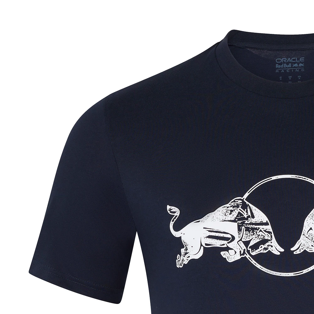 T-shirt unisexe Red Bull Racing bleu marine 2025 avec motif taureau