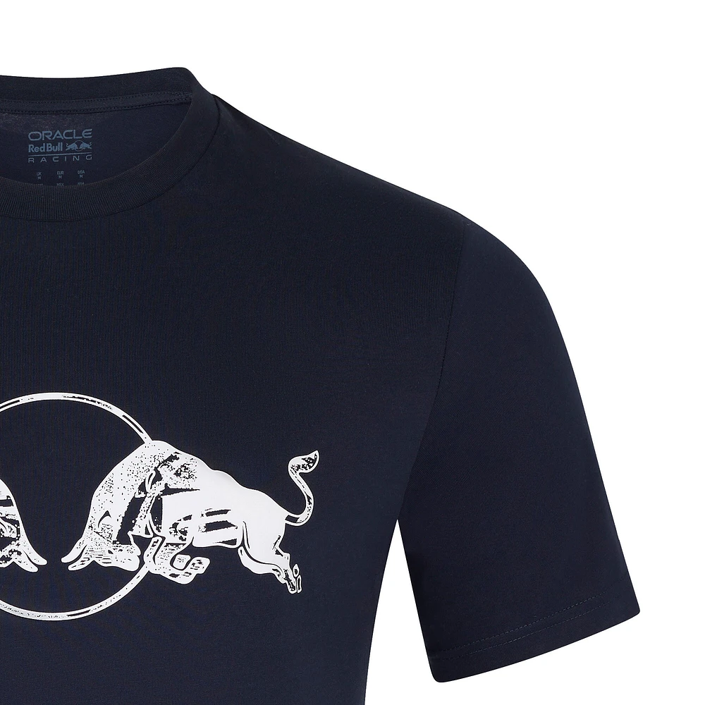 T-shirt unisexe Red Bull Racing bleu marine 2025 avec motif taureau