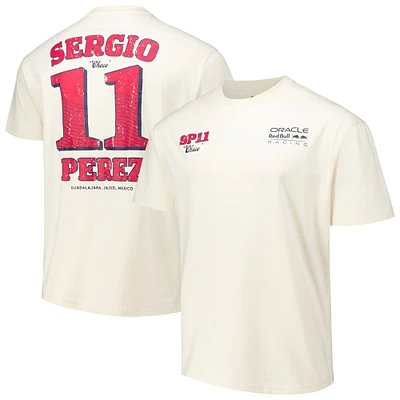 Unisex Sergio Perez Cream Red Bull Racing Checo Vintage Oversized T-Shirt