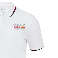 Polo unisexe blanc avec logo en couleur Red Bull Racing