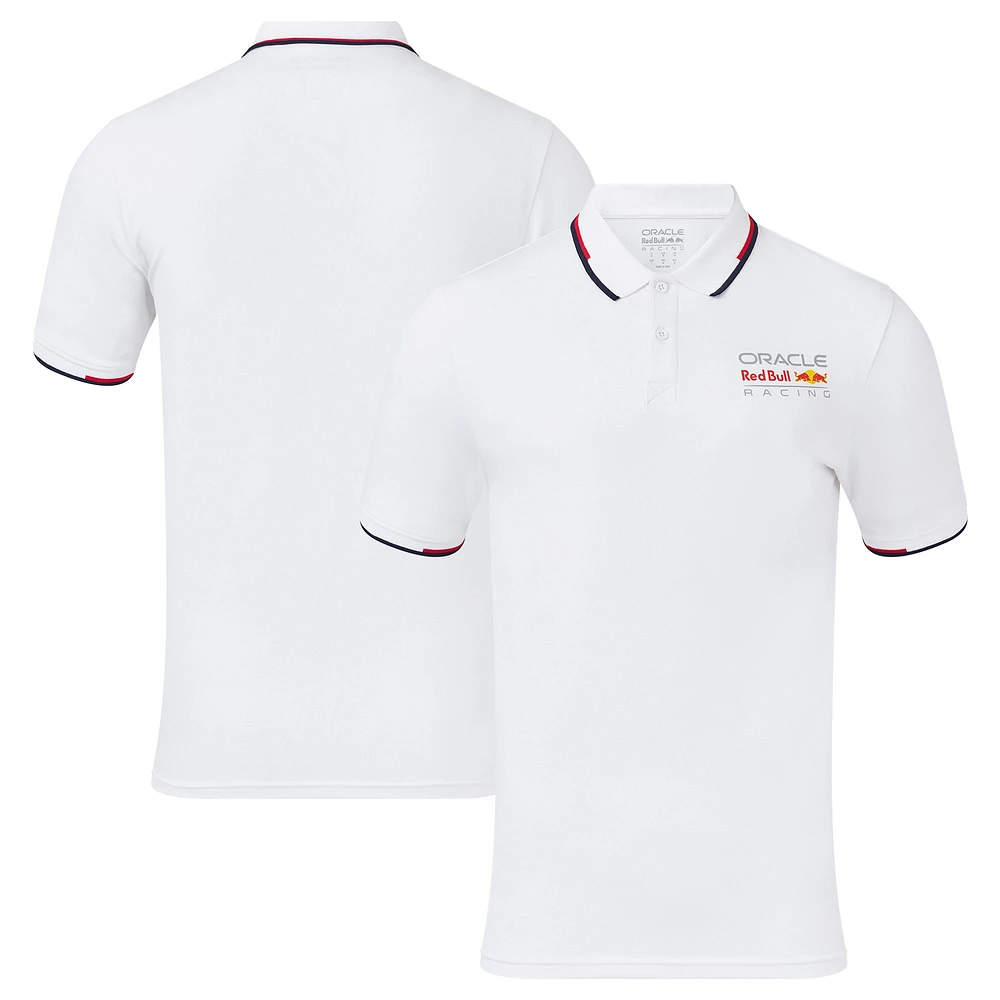 Polo unisexe blanc avec logo en couleur Red Bull Racing