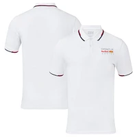 Polo unisexe blanc avec logo en couleur Red Bull Racing