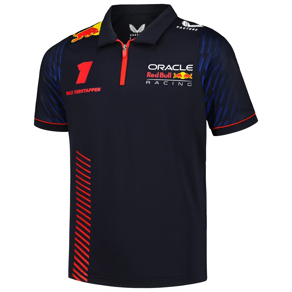 Youth Castore Max Verstappen Navy Red Bull Racing 2023 Driver Edition Quarter-Zip Polo