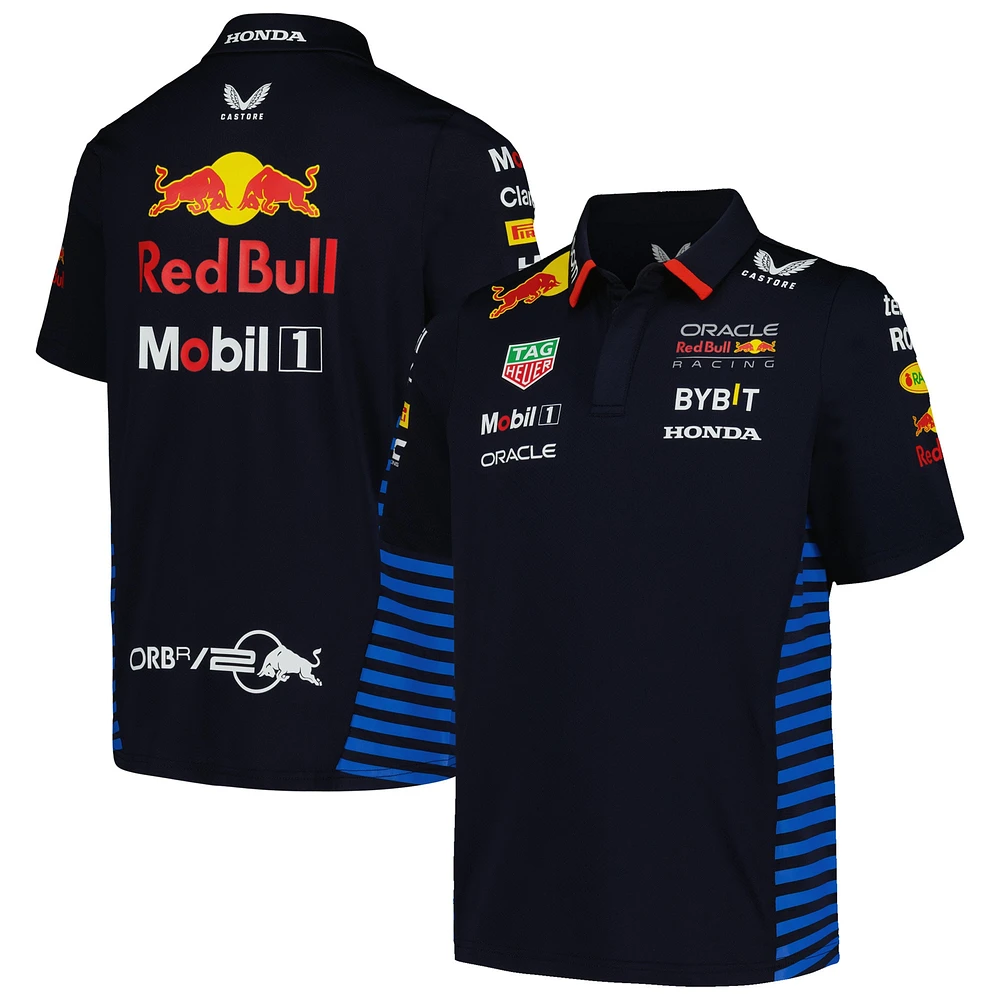 Polo de l'équipe Red Bull Racing 2024 Castore pour jeunes, bleu marine