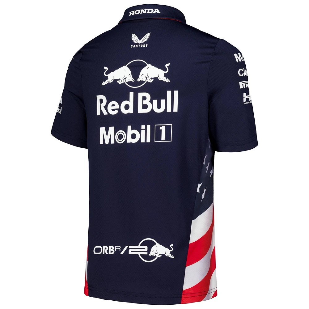 Youth Castore Navy Red Bull Racing America Race Team Polo